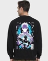 Shop Men's Black Gojo Domain Graphic Printed Oversized Sweatshirt-Full