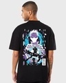 Shop Men's Black Gojo Domain Graphic Printed Oversized T-shirt-Front