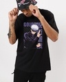 Shop Men's Black Anime Gojo Oversized T-shirt-Front