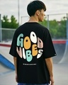 Shop Men's Black Good Vibes Typography Oversized T-shirt-Front