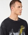 Shop Men's Black Gotham City Graphic Printed Oversized Acid Wash T-shirt