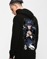 Shop Men's Black Grade 2 Megumi Graphic Printed Oversized Hoodies-Front