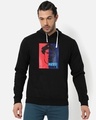 Shop Men's Black Graphic Printed Hooded Sweatshirt-Front
