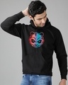 Shop Men's Black Angry Panda Graphic Printed Hoodie-Front