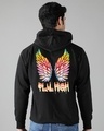 Shop Men's Black Fly High Graphic Printed Hoodie-Front