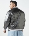 Shop Men's Black Graphic Printed Oversized Plus Size Bomber Jacket-Design