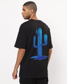 Shop Men's Black Cactus Graphic Printed Oversized T-shirt-Front