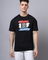 Shop Men's Black Graphic Printed Super Loose Fit T-shirt-Front