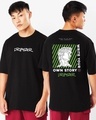 Shop Men's Black Dripster Graphic Printed Oversized T-shirt-Front