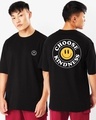 Shop Men's Black Choose Kindness Graphic Printed Oversized T-shirt-Front