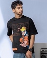 Shop Men's Black Graphic Printed Oversized T-shirt-Front