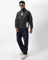 Shop Men's Black Graphic Printed Oversized Windcheater Jacket-Full
