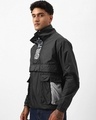 Shop Men's Black Graphic Printed Oversized Windcheater Jacket-Design