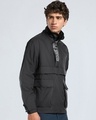 Shop Men's Black Graphic Printed Oversized Windcheater Jacket-Design