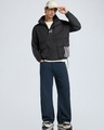 Shop Men's Black Graphic Printed Oversized Windcheater Jacket-Full