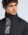 Shop Men's Black Graphic Printed Oversized Windcheater Jacket