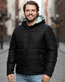 Shop Men's Black Green & Black Reversible Plus Size Oversized Puffer Jacket-Front
