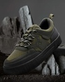 Shop Men's Black & Green Camoflauge Low-Top Sneakers-Front