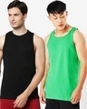 Shop Pack of 2 Men's Black & Deep Mint Green Oversized Vest-Front