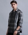 Shop Men's Black & Grey Checked Oversized Shirt-Design