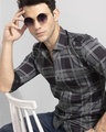 Shop Men's Black & Grey Checked Slim Fit Shirt-Design