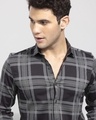 Shop Men's Black & Grey Checked Slim Fit Shirt