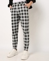 Shop Men's Black & Grey Checked Tapered Fit Chinos-Front