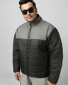 Shop Men's Black & Grey Color Block Oversized Plus Size Jacket-Front