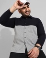Shop Men's Black & Grey Color Block Plus Size Shirt-Front