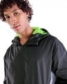 Shop Men's Black & Grey Color Block Oversized Windcheater Jacket