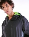 Shop Men's Black & Grey Color Block Oversized Windcheater Jacket