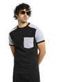 Shop Men's Black & Grey Color Block Pocket T-shirt-Front