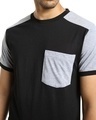 Shop Men's Black & Grey Color Block Pocket T-shirt