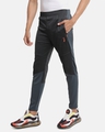 Shop Men's Black & Grey Color Block Slim Fit Track Pants-Full