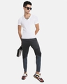 Shop Men's Black & Grey Color Block Slim Fit Track Pants