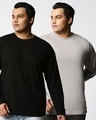Shop Pack of 2 Men's Black & Grey Plus Size T-shirt-Front