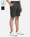 Shop Pack of 2 Men's Black & Grey Shorts-Front