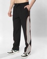 Shop Men's Black & Grey Side Panel Relaxed Fit Parachute Pants-Front