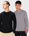 Shop Pack of 2 Men's Black & Grey T-shirt-Front