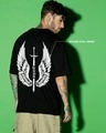 Shop Men's Black Guardian Wings Graphic Printed Oversized T-shirt