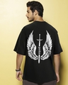 Shop Men's Black Guardian Wings Graphic Printed Oversized T-shirt-Front