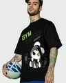 Shop Men's Black Gym Reaper Graphic Printed Oversized T-shirt-Front