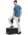 Shop Men's Grey Gym Squad Typography Slim Fit Joggers-Full