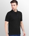 Shop Men's Black Half Sleeve Polo T-shirt-Full