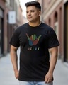 Shop Men's Black Hang Loose Relax Graphic Printed Plus Size T-shirt-Front