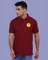 Shop Men's Maroon Happy Face Printed Polo T-shirt-Front