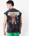 Shop Men's Black Happy Naruto Graphic Printed Boxy Fit Acid Wash Vest-Front