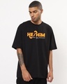 Shop Men's Black He Him Typography Oversized T-shirt-Front