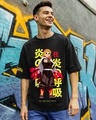 Shop Men's Black Heart Ablaze Graphic Printed Oversized T-shirt-Front