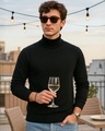 Shop Men's Black High Neck Sweater-Front